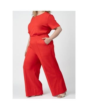 See Rose Go Coolrose Luxe Wide Leg Pant Plus Size - Red