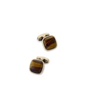 Paul Fredrick Tigers Eye Cufflinks - White