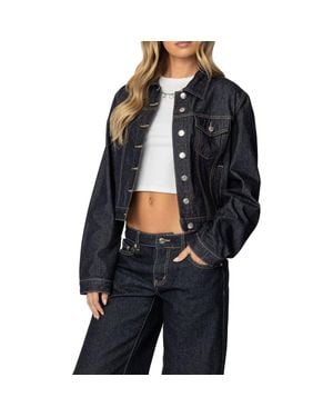 Edikted Barb Crop Denim Trucker Jacket - Black
