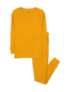 Leveret Kids Two-Piece Solid Cotton Matching Family Pajamas - Orange