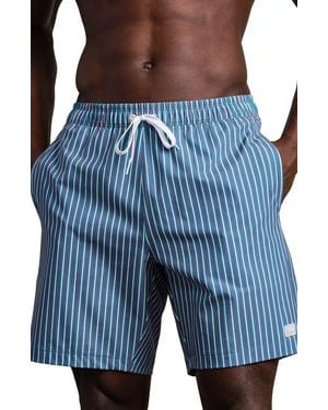 Rhone R & R Striped Swim Trunks - Blue