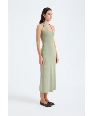 Monlicia Orion Halter Cotton Midi Dress - Green