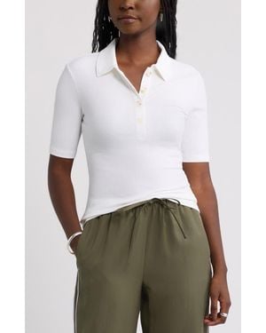 Caslon Ribbed Polo - White