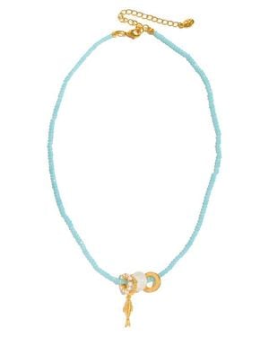 Girls Crew Fish Beaded Pendant Necklace - Metallic