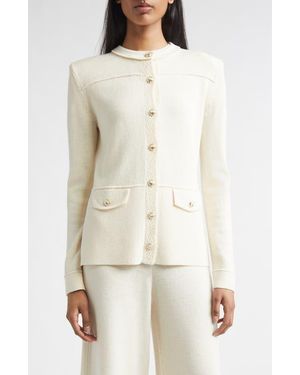 St. John Courtney Legacy Crepe Knit Jacket - Natural