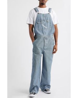 Elwood Bleacher Stripe Denim Overalls - Blue
