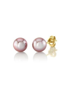 The Pearl Source Freshwater Round Pearl Stud Earrings 8Mm - Pink