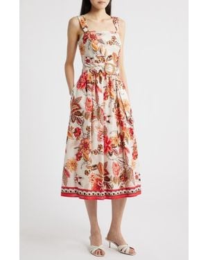 Eliza J Floral Print Midi Sundress - White