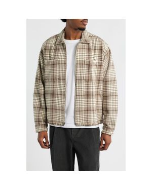 Obey Parker Cotton Zip-Up Shirt Jacket - Brown
