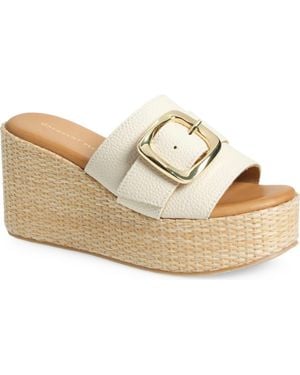 Chocolat Blu Jana Platform Wedge Slide Sandal - Metallic