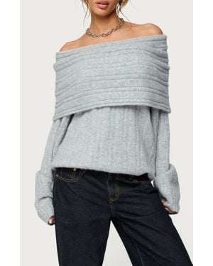 Edikted Kadenna Oversize Off The Shoulder Sweater - Gray