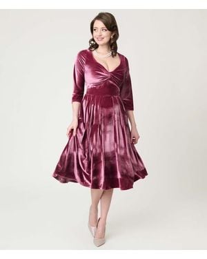 Unique Vintage 1950S Front Twist Swing Dress - Red