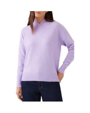 Karen Kane Crossover Shawl Collar Sweater - Purple
