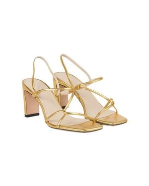 Sandro Embossed Leather Sandals - Metallic