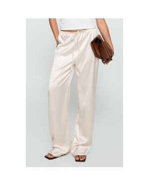 Princess Polly Soul Star Satin Drawstring Wide Leg Pants - White