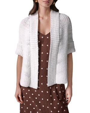 Donna Karan Drop Shoulder Open Front Cardigan - Natural