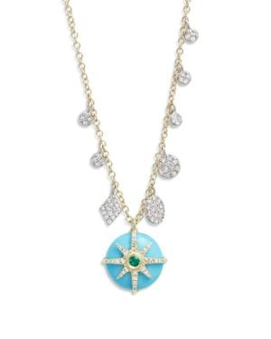 Meira T Diamond & Emerald Burst Pendant Necklace - Blue