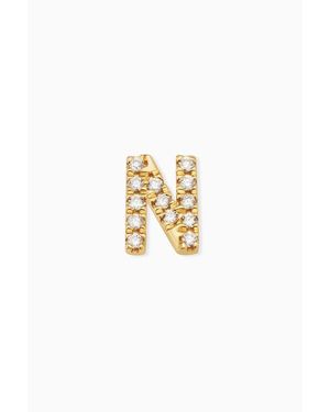 Oradina 14K Luxe Letter Diamond Initial Single Stud - Metallic
