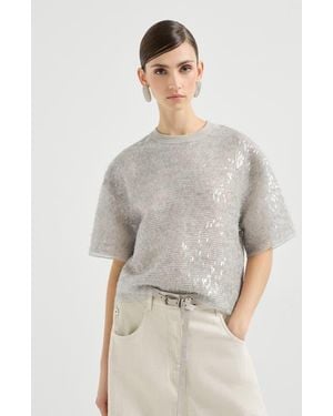 Brunello Cucinelli Dazzling Embroidery T-Shirt - White