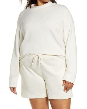 Vince Long Sleeve Linen Crewneck Top - White
