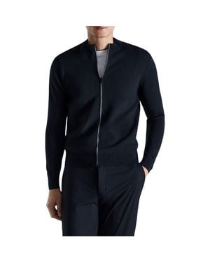 Mango Comfort Stretch Crewneck Zip Cardigan - Blue