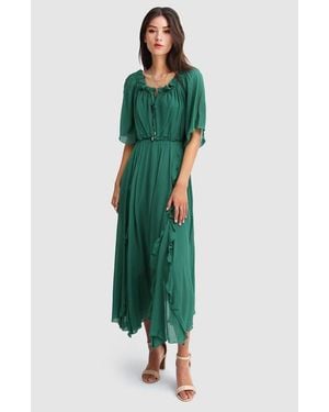 Belle & Bloom Amour Amour Ruffled Midi Dress - Green