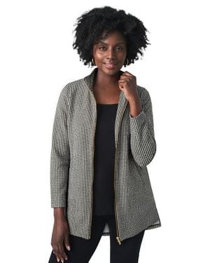 Jessica London Stretch Cotton Zip Front Hi Low Jacket - Gray