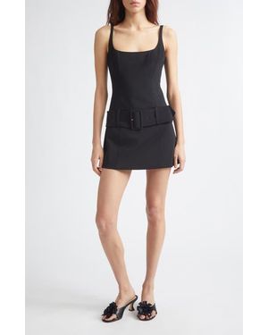 Sandy Liang Hami Belted Stretch Suiting Minidress - Black