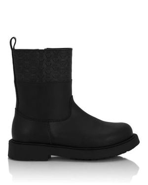 Philipp Plein Leather Low Boots Monogram Girl - Black