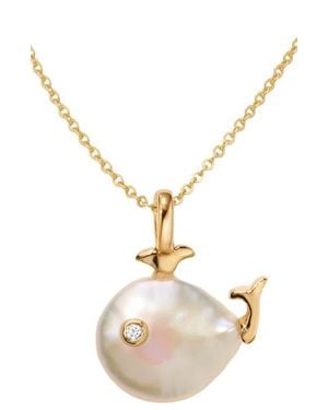 MADE BY MARY Pearl Whale Charm Necklace - Metallic