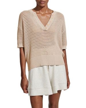 Varley Callie Sheer Knit Cotton Top - White