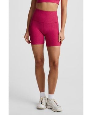 Beyond Yoga Keep Pace Space Dye Bike Shorts - Pink