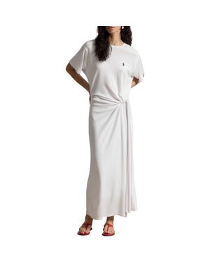 Polo Ralph Lauren Logo Detail Side Twist T-Shirt Dress - Gray