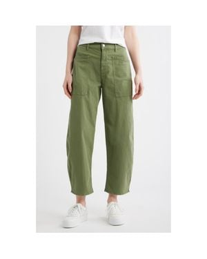 Frank & Eileen Bray Barrel Leg Cotton Twill Pants - Green