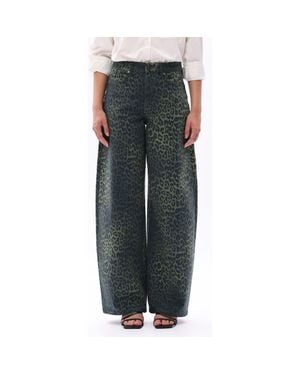 Bayeas Ombré Leopard Print High Waist Barrel Jeans - Gray