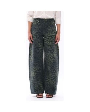 Bayeas Ombré Leopard Print High Waist Barrel Jeans - Gray