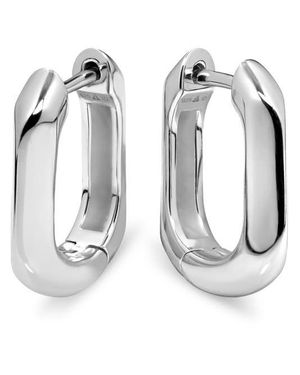 DEVATA Beveled Hoop Earrings - White