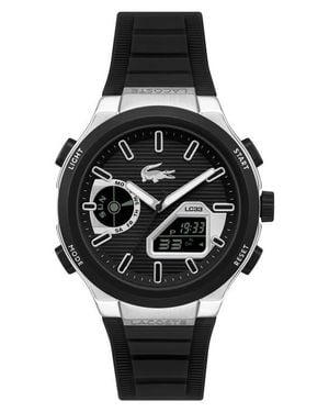 Lacoste Lc33 Analog-Digital Silicone Strap Watch, 44.8Mm - Black