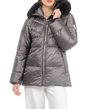 Gorski Apres-Ski Short Parka, Detachable Toscana Lamb Hood Trim - Gray