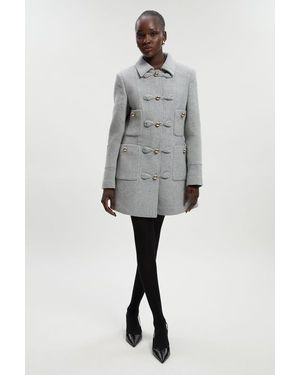 Karen Millen Sculpted Midi Knot-Front Occasion Coat - Gray