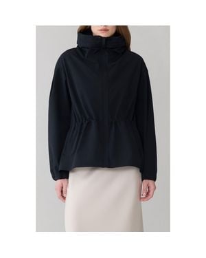SOIA & KYO Ria Stretch Nylon Jacket With Stowaway Hood - Blue