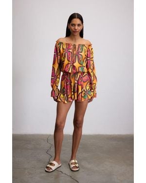 Je Te Veux Sirius Starry Print Off-Shoulder Mini Dress - Multicolor