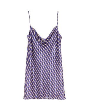 Dries Van Noten Daira Devoré Diagonal Stripe Slipdress - Blue