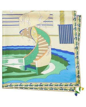 Tory Burch The Pool Square Silk Scarf - Green