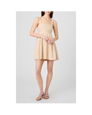 French Connection Stripe Linen Blend Minidress - Natural