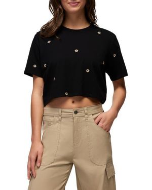 Prana Daisy Embroidered Crop Top - Black