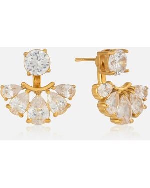 Kellery Cubic Zirconia Fan Drop Stud Stainless Steel Earrings - Metallic