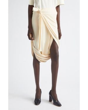 Lemaire Draped Crepe Jersey Wrap Skirt - White