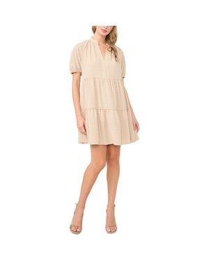 Cece Geometric Print Babydoll Dress - Natural