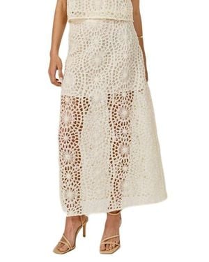 Endless Rose Textured Open Stitch Midi Skirt - Natural